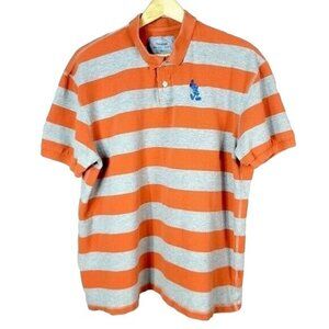 Disneyland Resort Polo Shirt Gray XL Orange Stripe Collar Short Sleeve Golf